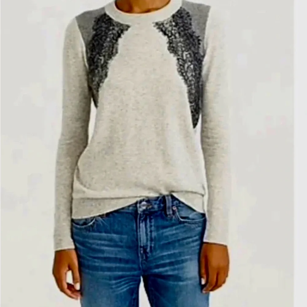 J. Crew Crewneck sweater with lace detail holiday size xs